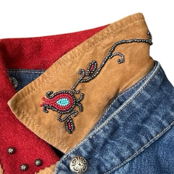 Vintage Double D Ranch Denim Concho Button Reversible Collar Jacket Small - Picture 2 of 16
